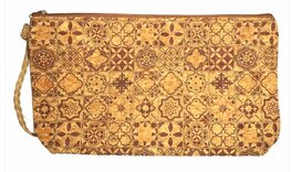 Make-up tas/clutch kurk brown tile