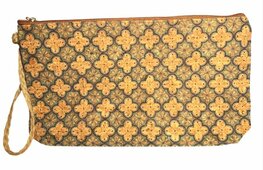 Make-up tas/clutch kurk turquoise tile