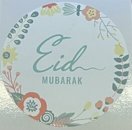 Ronde stickers "Eid Mubarak"  bloemen 10 stuks (SB4) Ronde stickers "Eid Mubarak"  bloemen 10 stuks (SB4)