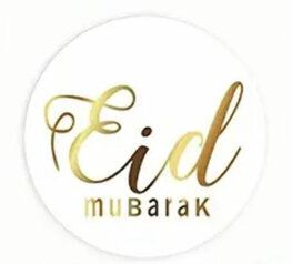Ronde glossy stickertjes "Eid Mubarak"  goud 20 stuks (SG1)