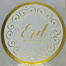 Ronde glossy stickertjes "Eid Mubarak"  goud 20 stuks (SG2)