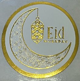 Ronde glossy stickertjes "Eid Mubarak"  goud 20 stuks (SG5)