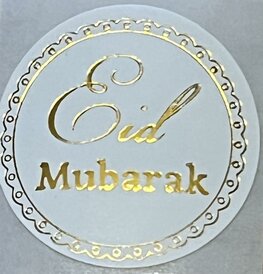 Ronde glossy stickertjes "Eid Mubarak"  goud 20 stuks (SG11)