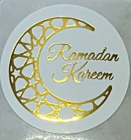 Ronde glossy stickertjes "Ramadan Kareem"  goud 20 stuks (SG14)