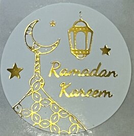 Ronde glossy stickertjes "Ramadan Kareem"  goud 20 stuks (SG16)